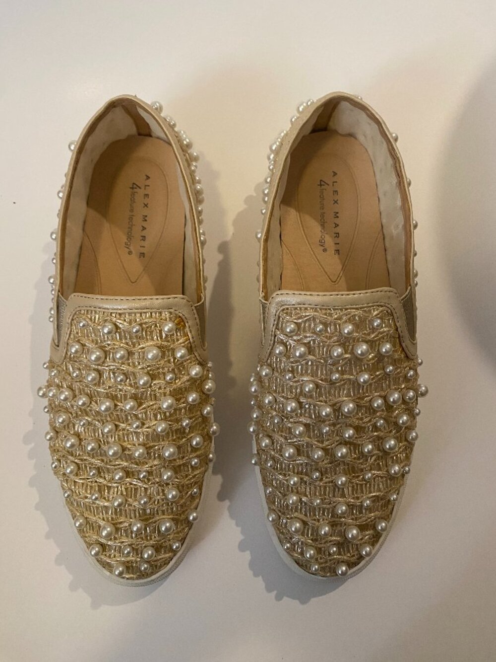 Alex Marie Legacy Two Light Natural Woven and Pearl Slip-on Sneakers ** *Size 9